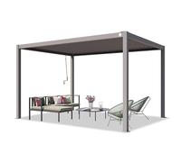 PRIMEYARD Pergola 3x4 m poteaux en Aluminium avec Lames orientables en Acier pavillon Gris