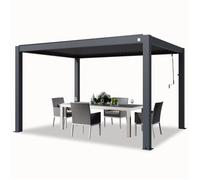 PRIMEYARD Pergola 3x4 m poteaux en aluminium avec lames orientables en aluminium pavillon anthracite