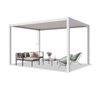 PRIMEYARD Pergola 3x4 m poteaux en aluminium blancs avec lames orientables en acier pavillon