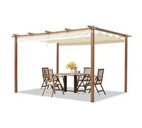 PRIMEYARD 3x4m Pergola imitation bois, toile d'ombrage champagne - (400103)