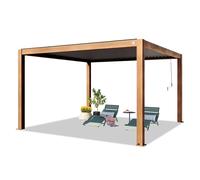 PRIMEYARD Pergola 4x4 m poteaux Aspect Bois en Aluminium avec Lames orientables en Acier pavillon