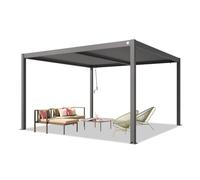 PRIMEYARD Pergola 4x4 m poteaux en aluminium avec lames orientables en acier pavillon gris