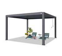 PRIMEYARD Pergola 4x4 m poteaux en aluminium avec lames orientables en aluminium pavillon anthracite