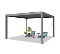 PRIMEYARD Pergola 4x4 m poteaux en aluminium avec lames orientables en aluminium pavillon gris