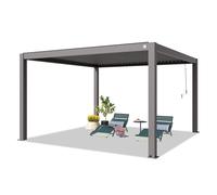 PRIMEYARD Pergola 4x4 m poteaux en Aluminium avec Lames orientables en Aluminium pavillon Gris