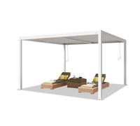 PRIMEYARD Pergola 4x4 m poteaux en aluminium blancs avec lames orientables en acier pavillon
