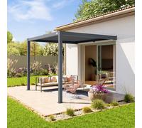 PRIMEYARD Pergola adossée 3x3 en anthracite avec toit à lames en anthracite - (400136)
