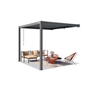 PRIMEYARD Pergola adossée 3x3 m poteaux en Aluminium avec Lames orientables en Acier pergola Murale Anthracite