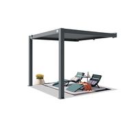 PRIMEYARD Pergola adossée 3x3 m poteaux en Aluminium avec Lames orientables en Aluminium pergola Murale Anthracite