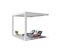 PRIMEYARD Pergola adossée 3x3 m poteaux en Aluminium Blancs avec Lames orientables en Aluminium