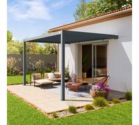PRIMEYARD Pergola adossée 3x4 en anthracite avec toit à lames en anthracite - (400137)