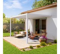 PRIMEYARD Pergola adossée 3x4 en blanc avec toit à lames en blanc - (400139)