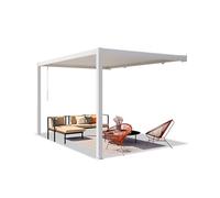 PRIMEYARD Pergola adossée 3x4 m poteaux en Aluminium Blancs avec Lames orientables en Acier