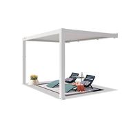 PRIMEYARD Pergola adossée 3x4 m poteaux en Aluminium Blancs avec Lames orientables en Aluminium