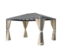 PRIMEYARD Luma 3x4 m Tonnelle de jardin, Aluminium, toit rigide, champagne - (300665)