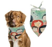 Primitive Art Style Écharpes pour animaux de compagnie amusants et réglables - Lavables - Bavoirs triangulaires décoratifs pour animaux de compagnie de taille moyenne - Pour animaux de compagnie
