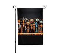 Primitive Totem Drapeau de jardin imprimé double face (71,1 x 101,6 cm), drapeau de bienvenue pour les vacances saisonnières, décoration extérieure
