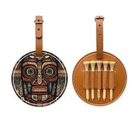 Primitive Tribal Totem Sac de rangement pour tees de golf Marron Sac de rangement multifonctionnel pour tee de golf pour homme, matériau PU durable