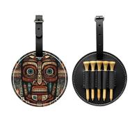 Primitive Tribal Totem Sac de rangement pour tees de golf Noir Sac de rangement multifonctionnel pour tee de golf pour homme, matériau PU durable