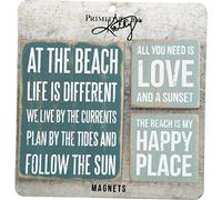 Primitives by Kathy 27502 Set d'aimants en Bois Motif Plage