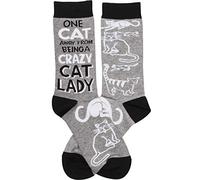 Primitives by Kathy Chaussettes Citation d'une Taille Unisexe Humorous (Dame Folle de Chat) pour Femme Petit Moyen Gris