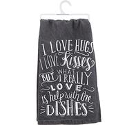 Primitives by Kathy Torchon à Vaisselle, Coton, Blanc/Noir, carré de 71,1 cm