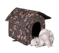 Primlisa Niche pour Chat et Chien d'Extérieur - Résistante à l'Hiver et aux Intempéries | Toit en Toile Imperméable, Pliable, Avec Tapis Amovible
