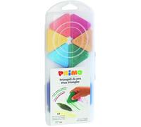 PRIMO 073TRI12AP Triangles à la cire pour frottage, extrêmement durables, super résistants, boîte en PP, 12 couleurs, avec or et