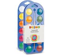 PRIMO - Aquarelle Peinture Enfant +5 Ans avec 24 Couleurs Enfant dans Gaufres Amovibles Ø30mm + 1 Pinceau Aquarelle, Kit Palette Peinture Enfants avec Feutre Aquarelle Loisirs Créatifs Made in Italy