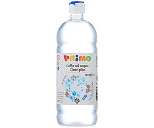 PRIMO - Colle Liquide Transparente à Base d'Eau 1kg avec Bouchon-Doseur, Fixation et Rechargeable, Produit de Papeterie pour Coller et Faire Briller les Travaux Créatifs des enfants +3 Ans