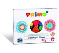 PRIMO - Crayons de Cire Colorés avec 6 Couleurs pour enfants +3 Ans, Résistants et Durables en Forme de Triangle, Couleurs Intenses pour Papeterie et Activités Créatives, ne Salit pas les Mains