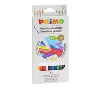 PRIMO - Crayons de Couleur enfants +3 Ans et Artistes, Mine Ø3,8 mm, 12 Couleurs Pro Dégradables et Pleines, Couleurs pour enfants pour Colorier, Travaux Créatifs, Set de Crayons Papeterie