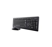 Trust Primo Pack Clavier et Souris sans Fil AZERTY Français, Touches Plates, Résistant aux Éclaboussures, Clavier avec Pavé Numérique, Récepteur USB Unique, Set pour PC Portable Windows Mac