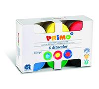PRIMO - Gouaches lavables pour enfants +2 Ans, Gouaches à Doigt 50g, 6 Couleurs pour Peindre sur Papier et Verre, Peintures pour Papeterie et Travaux Créatifs, Testées dermatologiquement