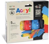 PRIMO Hobby & Professional - Peinture Acrylique Professionnelle avec 5 Tubes de 75 ml, Couleurs Acryliques pour Peinture Pastel, Set Acrylique pour Tissus, Loisirs Créatifs et Hobby Made in Italy
