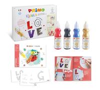 PRIMO Kidskit Lettering - Kit Peinture Enfant +7 Ans, Set 4 Couleurs Tempera Ergonomiques et Doseur 50 ml, 1 Livre de Coloriage Dessin, 1 Livret Créatif - Activité Manuelle Enfant et Loisirs Créatifs