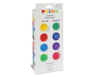 PRIMO - Kit Palette Peinture Enfant +3 Ans avec Peinture Gouache 25 ml, 12 Couleurs Tempera Couvrantes pour Peinture Textile, Aquarelle, Coloriage et d'Autres Surfaces, Loisirs Créatifs Made in Italy