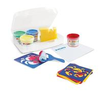 PRIMO - Kit Palette Peinture Enfant +3Ans avec Peinture Gouache à Doigts 100g + Rouleau + Pochoirs pour Peinture, 4 Couleurs Tempera pour Papeterie, Verre et Loisirs Créatifs Testée Dermatologiquement