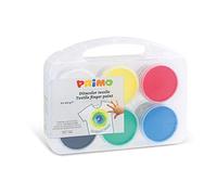 PRIMO - Kit Palette Peinture Enfant et Bebe +2 Ans, Peinture Textile Gouache à Doigts 100g, 6 Couleurs Résistantes au Lavage 30°, Tempera de Couleurs pour Loisirs Créatifs Testée Dermatologiquement