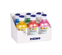 PRIMO Morocolor, 6 peintures nacrées en flacon de 300 ml, Effet opaque et matière, Couleurs vives et intenses, Bouchon doseur, A tester sur différents supports pour des effets créatifs