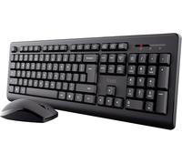 Primo Pack Clavier et Souris sans Fil AZERTY Français, Touches Plates, Résistant aux Éclaboussures, Clavier avec Pavé Numérique, Récepteur USB Unique, Set pour PC Portable Windows Mac