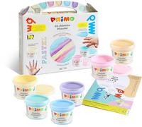 PRIMO - Peinture Enfant +2 Ans + ActivityBook, Malette avec 6 Gouache Couleur pour Peindre à Doigts 100 gr, Palette Peinture avec Couleurs Pastel pour Loisirs Creatifs Testée Dermatologiquement