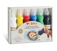 Primo - Peintures lavables pour enfants +3 Ans avec 6 Couleurs pour Jeunes Artistes de 75 ml Ergonomiques, Idéales pour Tissu, Papier et Verre, Parfaites pour Créations Artistiques Détaillée