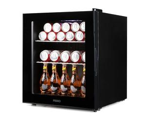 PRIMO PR178BC Réfrigérateur à boissons - Minibar - Mini réfrigérateur - Porte vitrée - Pose libre - 46L - D - Noir