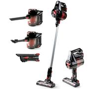 PRIMO PR504SV Aspirateur Balai sans Fil 3 en 1, Autonomie 40 Min, Batterie Li-ION 22.2 V, Accessoires Compris, Noir/Rouge