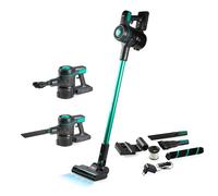 PRIMO PR509SV 3-in-1 Aspirateur balai Sans fil - Aspirateur sans sac - Dépoussiéreur - Fluffybrush supplémentaire - Gris/Vert