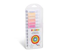 PRIMO - Températures pour enfants +3 Ans, 12 Tubes de 12 ml avec Pinceau, Couleurs Acryliques lavables et Diluables, Adaptées à la Peinture sur Tissus, Papier, Verre et Autres Supports Créatifs