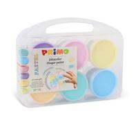PRIMO - Valisette de Couleurs pour enfants +2 Ans, Gouaches à Doigt 100g, 6 Couleurs Pastel pour Peindre sur Papier et Verre, Peintures pour Papeterie et Travaux Créatifs, Testées dermatologiquement