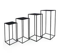 PrimoLiving 77792 Lot de 4 tabourets rectangulaires en métal pour fleurs Noir