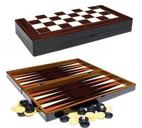 PrimoLiving Deluxe Jeu de Backgammon en Bois Porto - 25,5 x 26,4 cm - échiquier Inclus